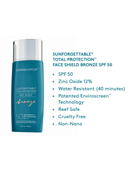 COLORESCIENCE SUNFORGETTABLE® TOTAL PROTECTION™ FACE SHIELD BRONZE SPF 50 | DermaBeauty Shop COLORESCIENCE SUNFORGETTABLE® TOTAL PROTECTION™ FACE SHIELD BRONZE SPF 50 | DermaBeauty Shop